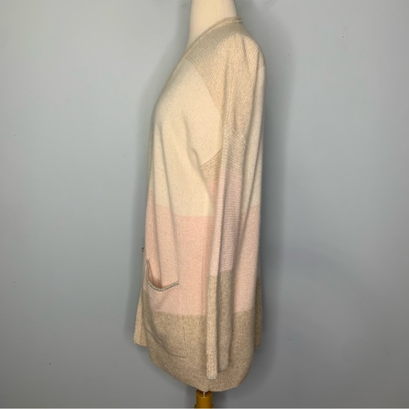 Splendid Collection Women’s Open Front Colorblock 100% Cashmere Cardigan - Picture 3 of 11